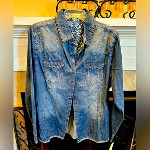 NWT Women’s Tasha Polizzi Shire Top, long sleeve, button front XL. 100% cotton